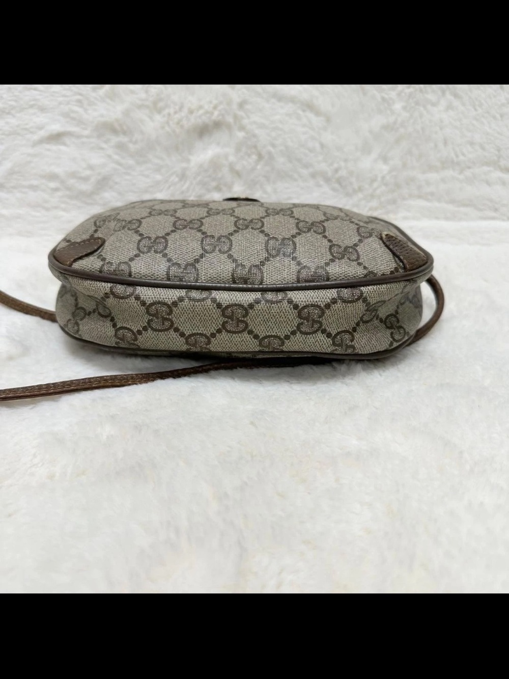 Gucci Beige GG Canvas Crossbody Bag with Brown Leather Trim - Picture 7 of 16